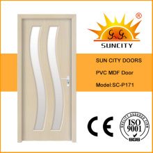China New Toilet PVC MDF Glass Door Design (SC-P171)